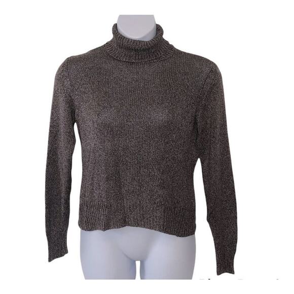 Corbin Collection 100% Silk Brown Blue Turtleneck Sweater Medium - Picture 2 of 16